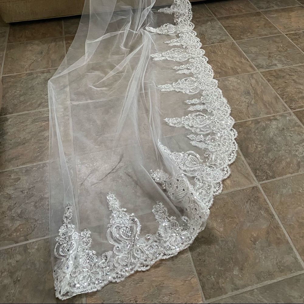 BRAND NEW WEDDING VEIL! Very detailed and long!